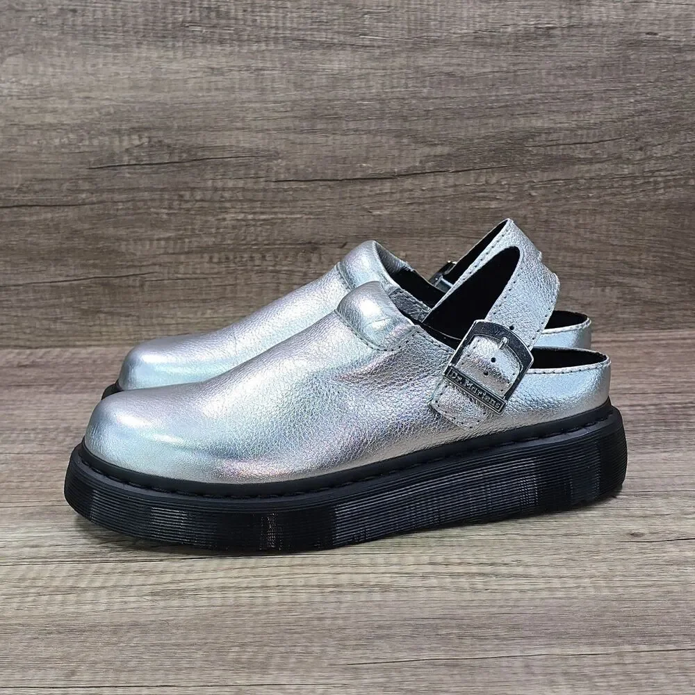 Dr. Martens Laketen Men's Sz 9 Women's Sz 10 Silver Slingback Platform Sandals